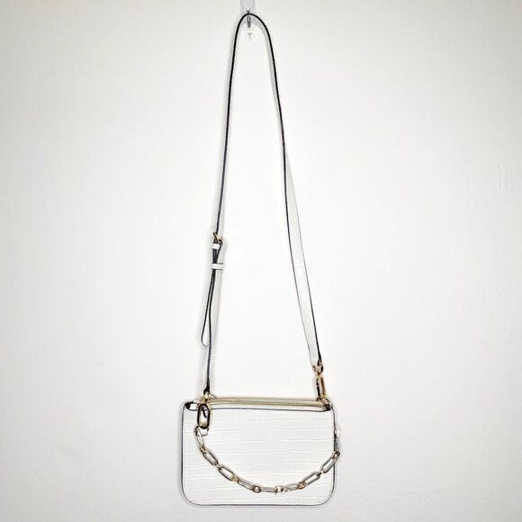 reTH Croc Embossed Chain Crossbody Bag White Mini - Picture 1 of 7